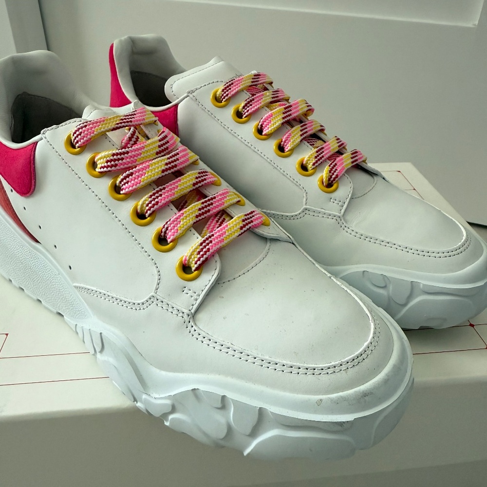 Alexander McQueen Oversized Court Trainer 'White Peony Pink' in perfect con